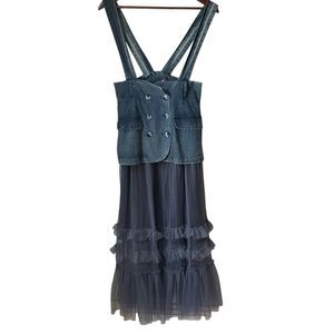 Swifty Denim and Tulle Vest Dress! Funky! Medium.